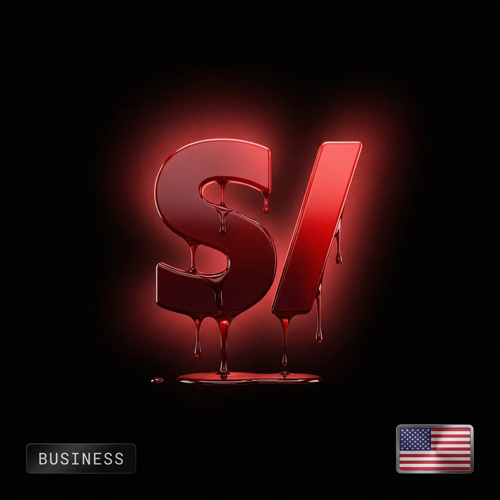 Stripe business account: a blood-red dripping Stripe logo with a US flag badge, in the Cartiology dark aesthetic